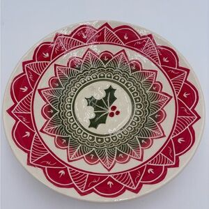 Festive Red and Green Holiday Plate
